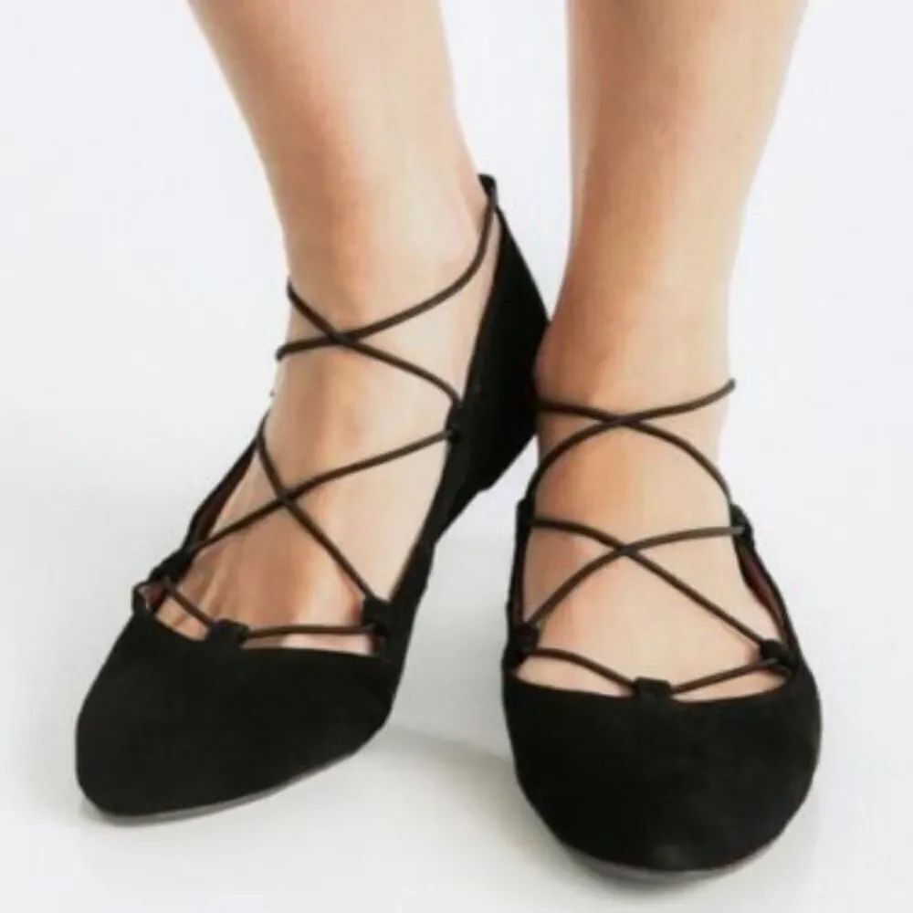 SAM EDELMAN FLYNT ANKLE STRAP TIE BALLET SUEDE LEATHER FLAT SHOE